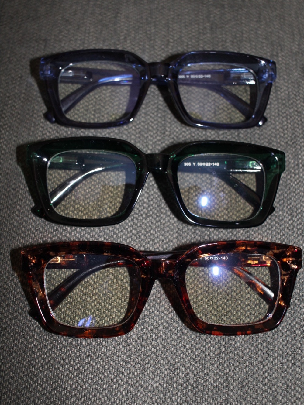 AMAZON 3 pack set. Classic Square Frame Reading Glasses - Blue, Green, Brown